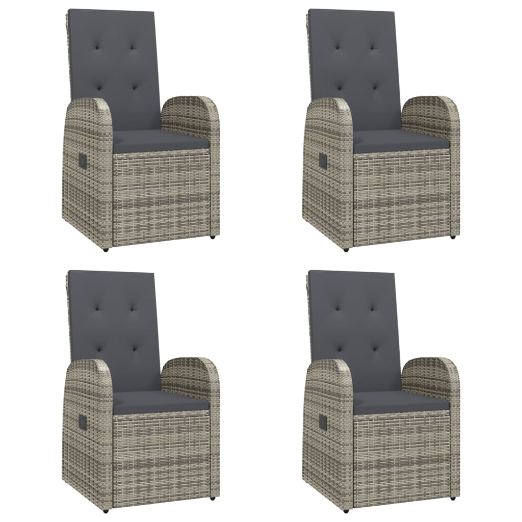 5 Pcs conjunto de jantar p/ jardim c/ almofadões vime PE cinza