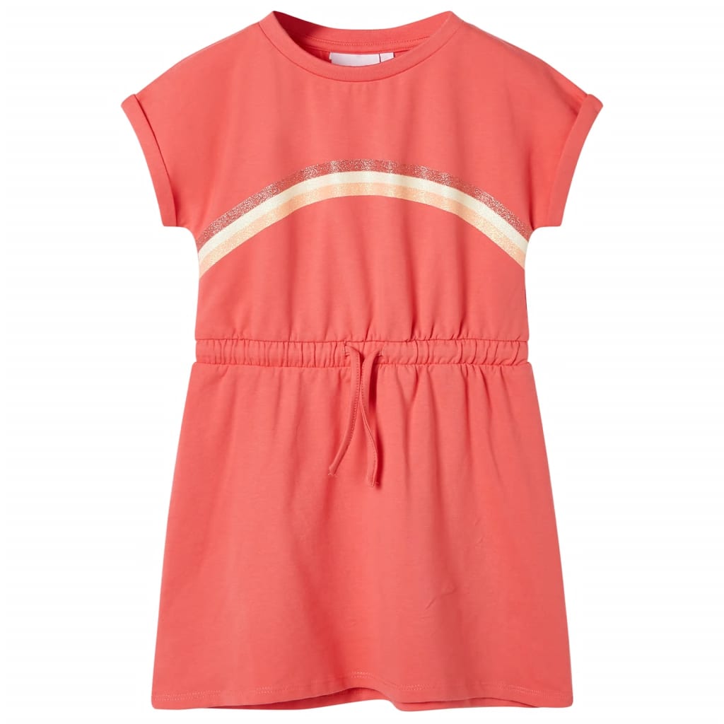 Vestido de criança com cordão cor coral 116
