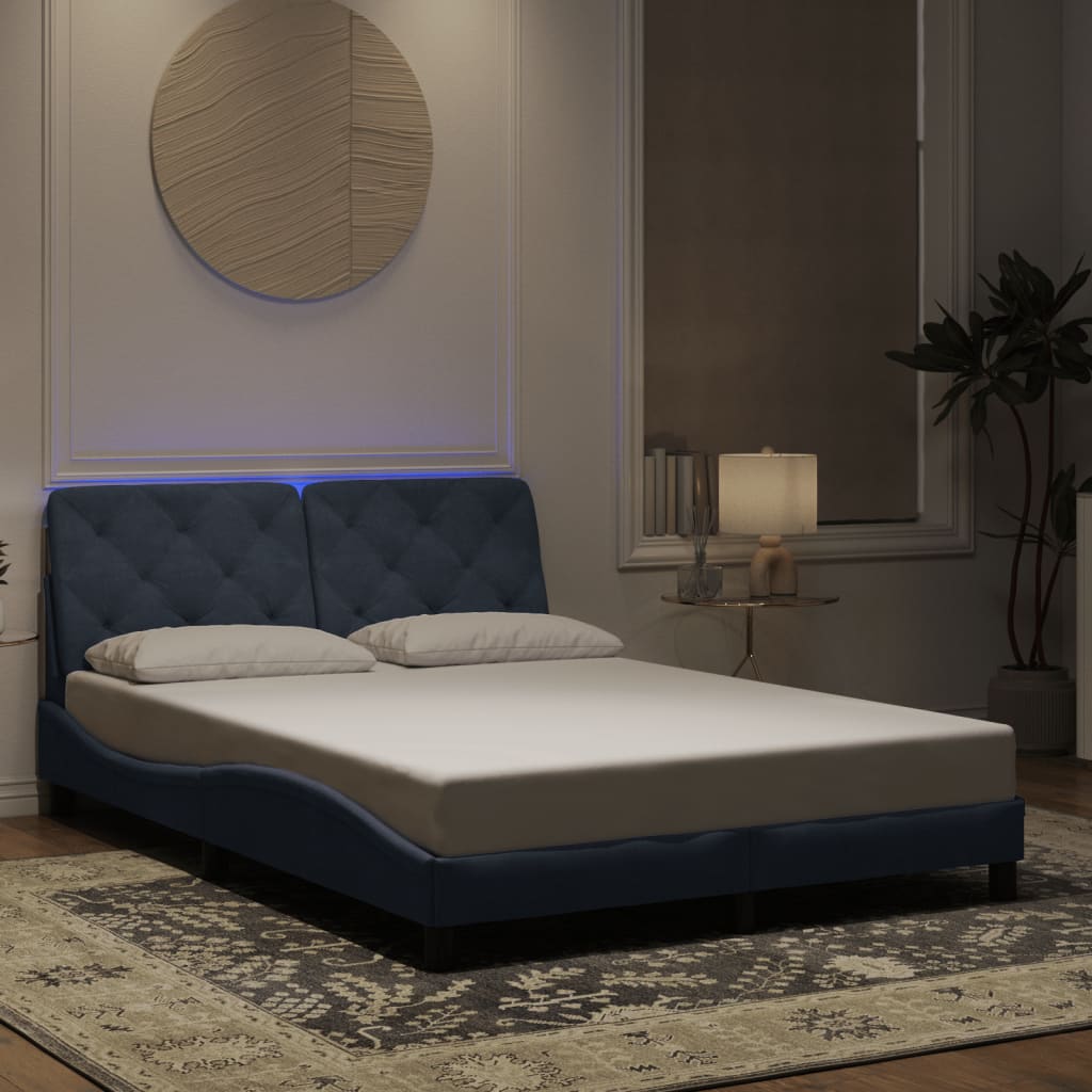 Estrutura de cama com LED sem colchão 120x200cm veludo cinzento-escuro