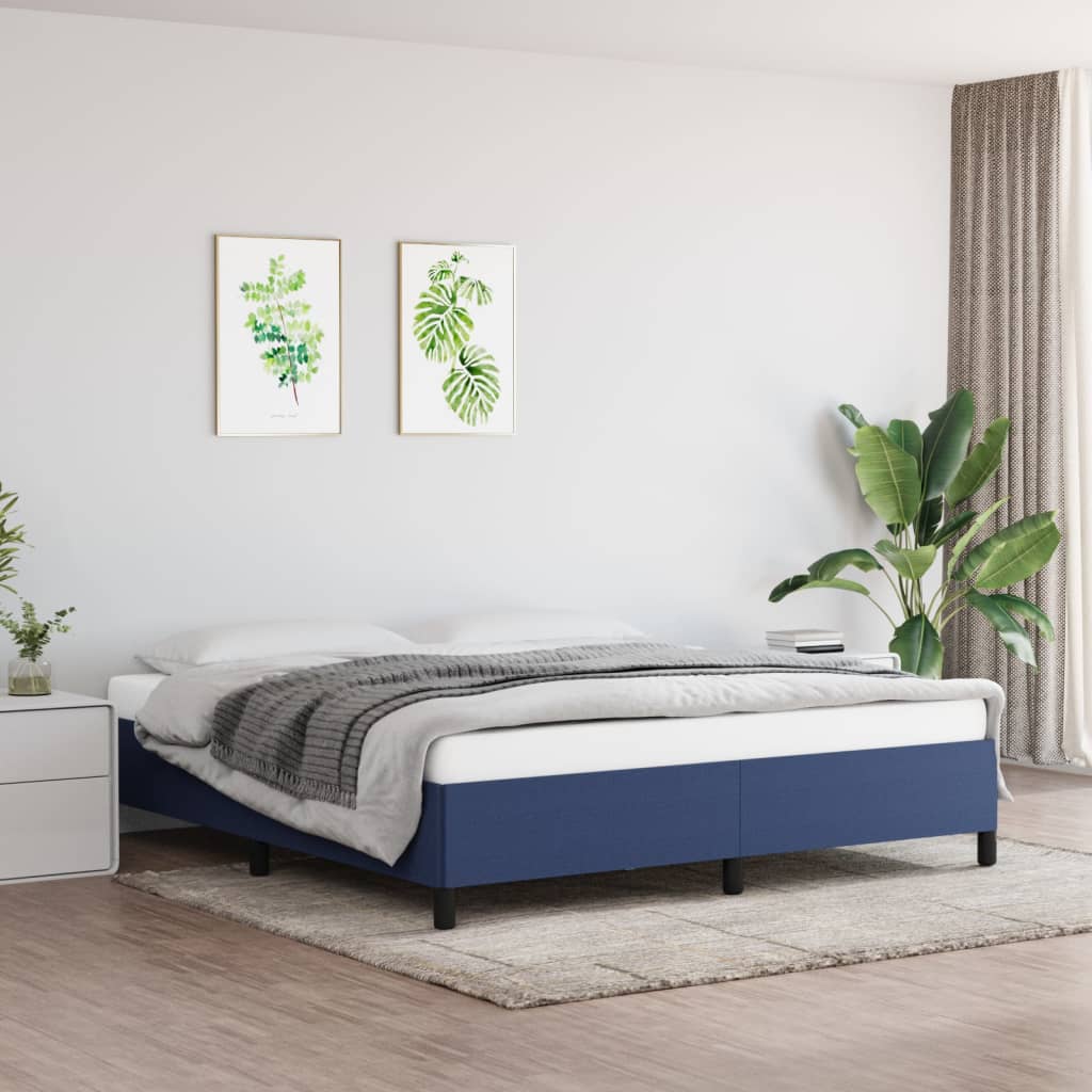 Estrutura de cama sem colchão 180x200 cm tecido azul