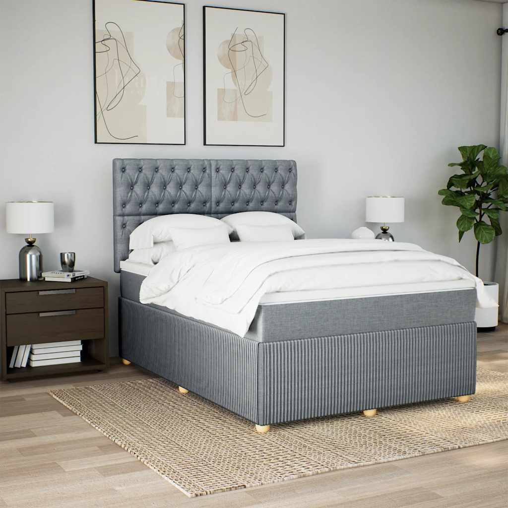 Cama com molas/colchão 160x200 cm tecido cinzento-claro