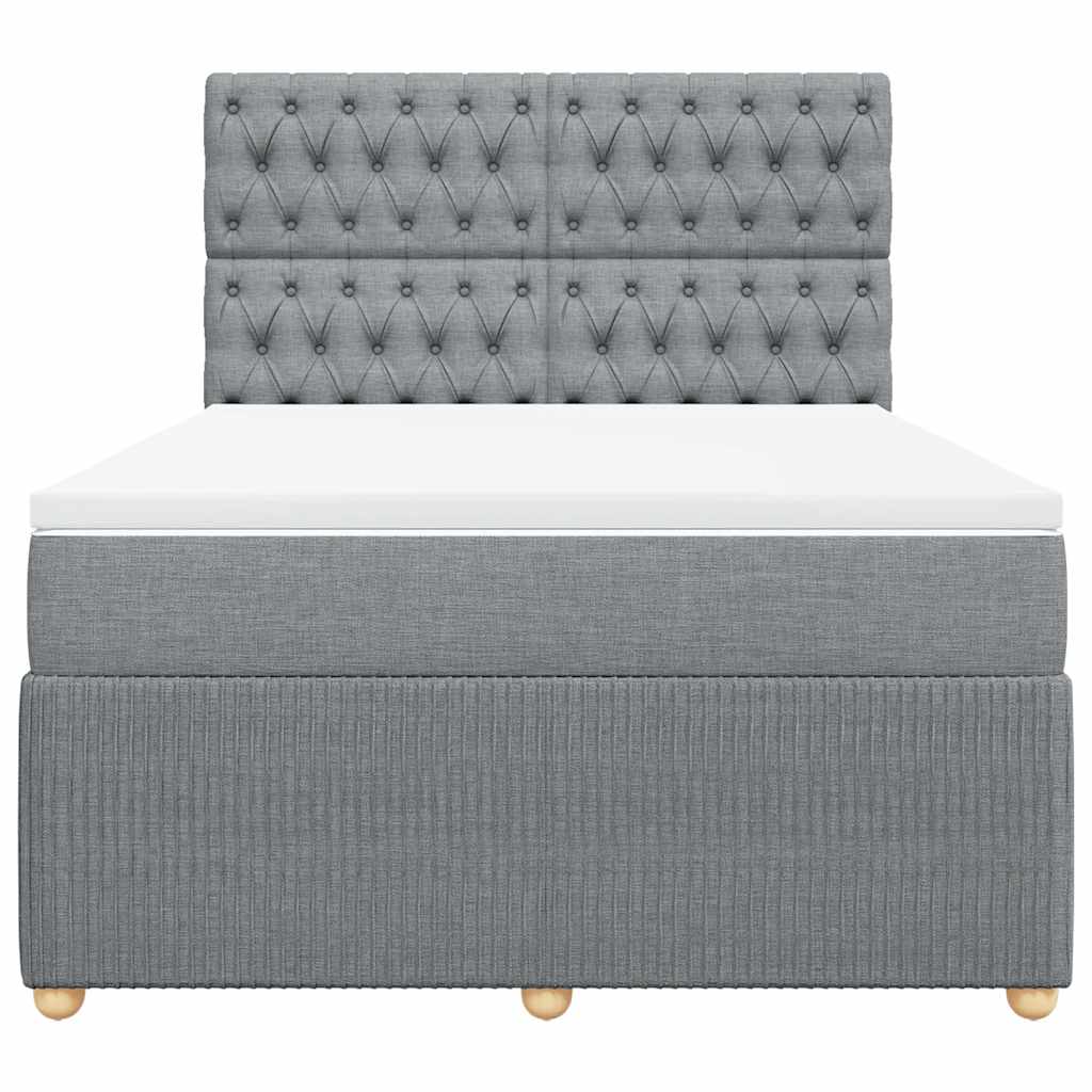 Cama com molas/colchão 160x200 cm tecido cinzento-claro