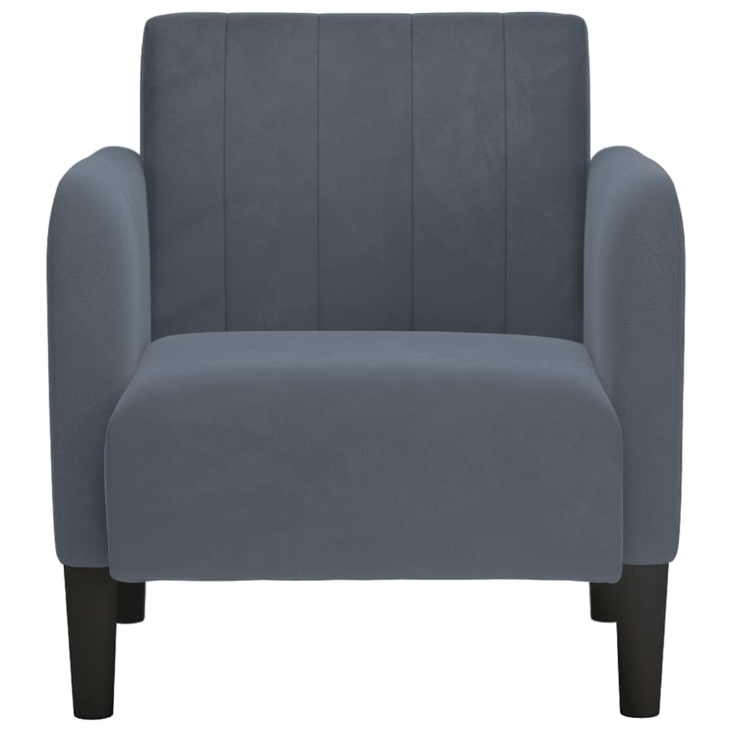 Poltrona com apoio de braços 54 cm veludo cinzento-escuro