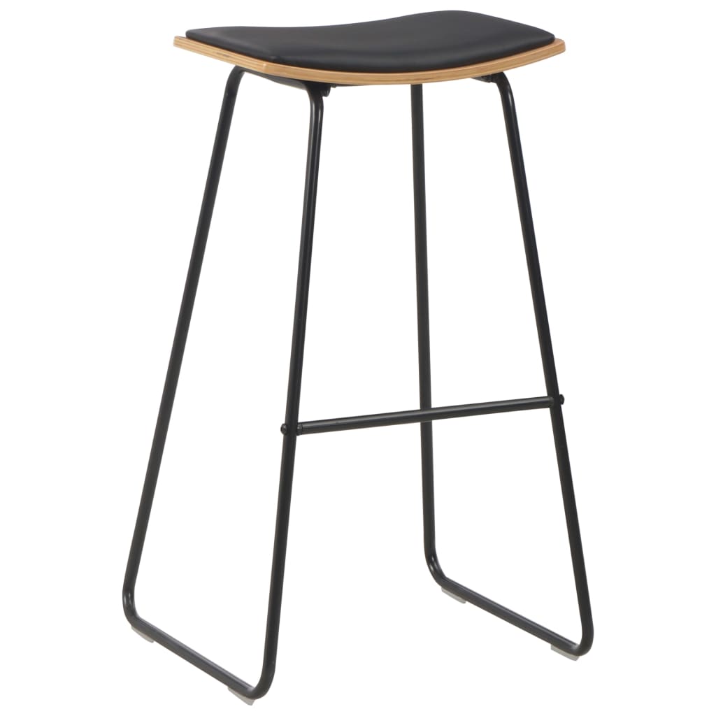 Bancos de bar 6 pcs couro artificial preto
