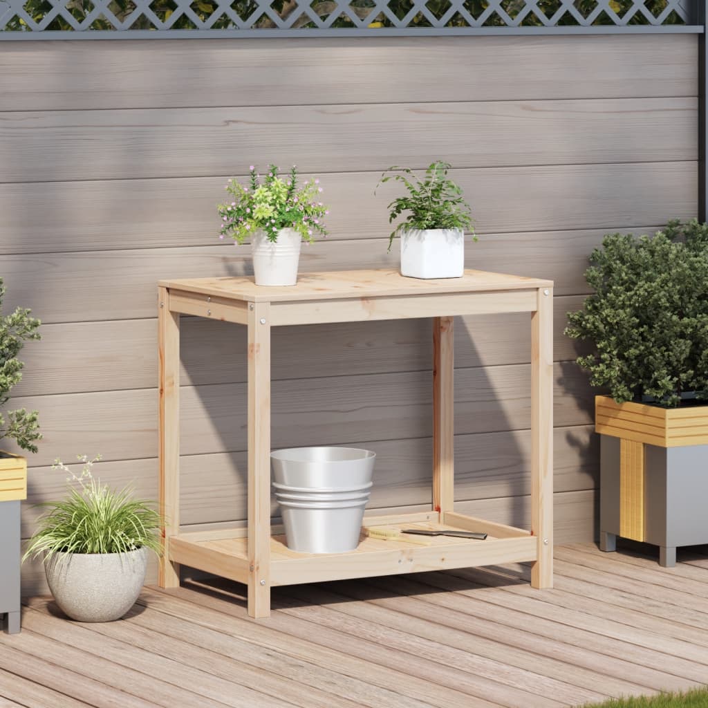 Mesa de jardinagem c/ prateleira 82,5x50x75 cm pinho maciço