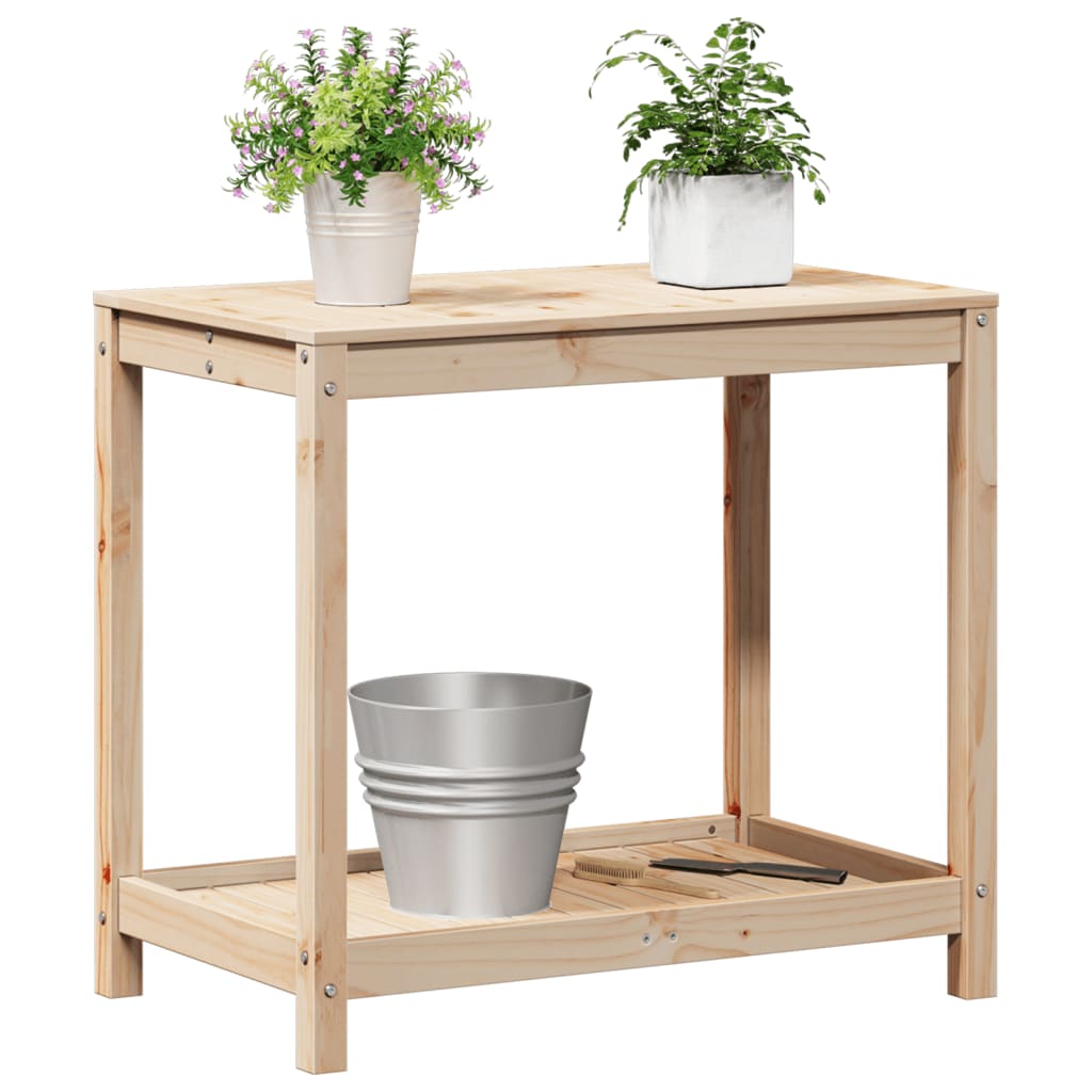 Mesa de jardinagem c/ prateleira 82,5x50x75 cm pinho maciço