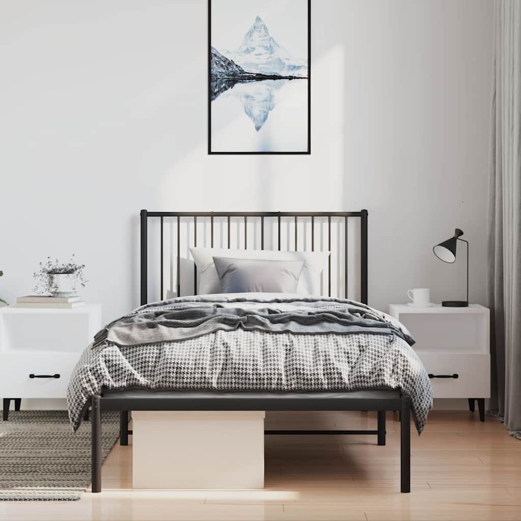 Estrutura de cama com cabeceira 100x190 cm metal preto