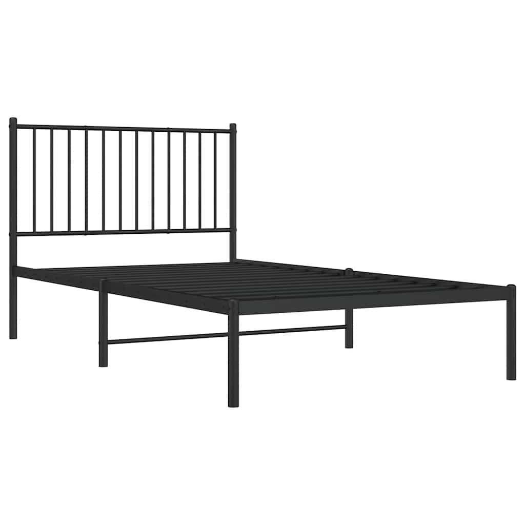 Estrutura de cama com cabeceira 100x190 cm metal preto
