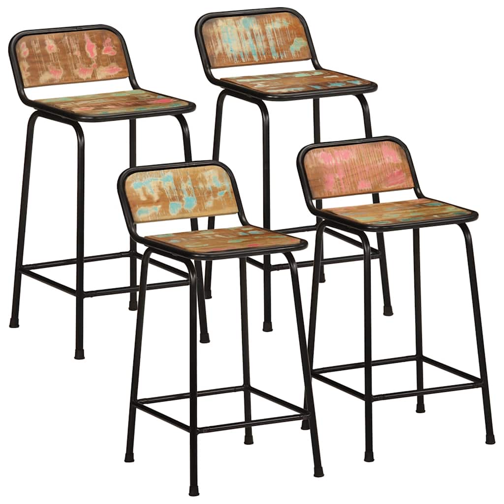 Bancos de bar 4 pcs 46x35,5x80 cm madeira maciça recuperada