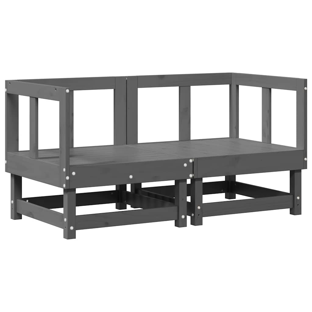 Sofás de canto com almofadões 2 pcs pinho maciço cinzento
