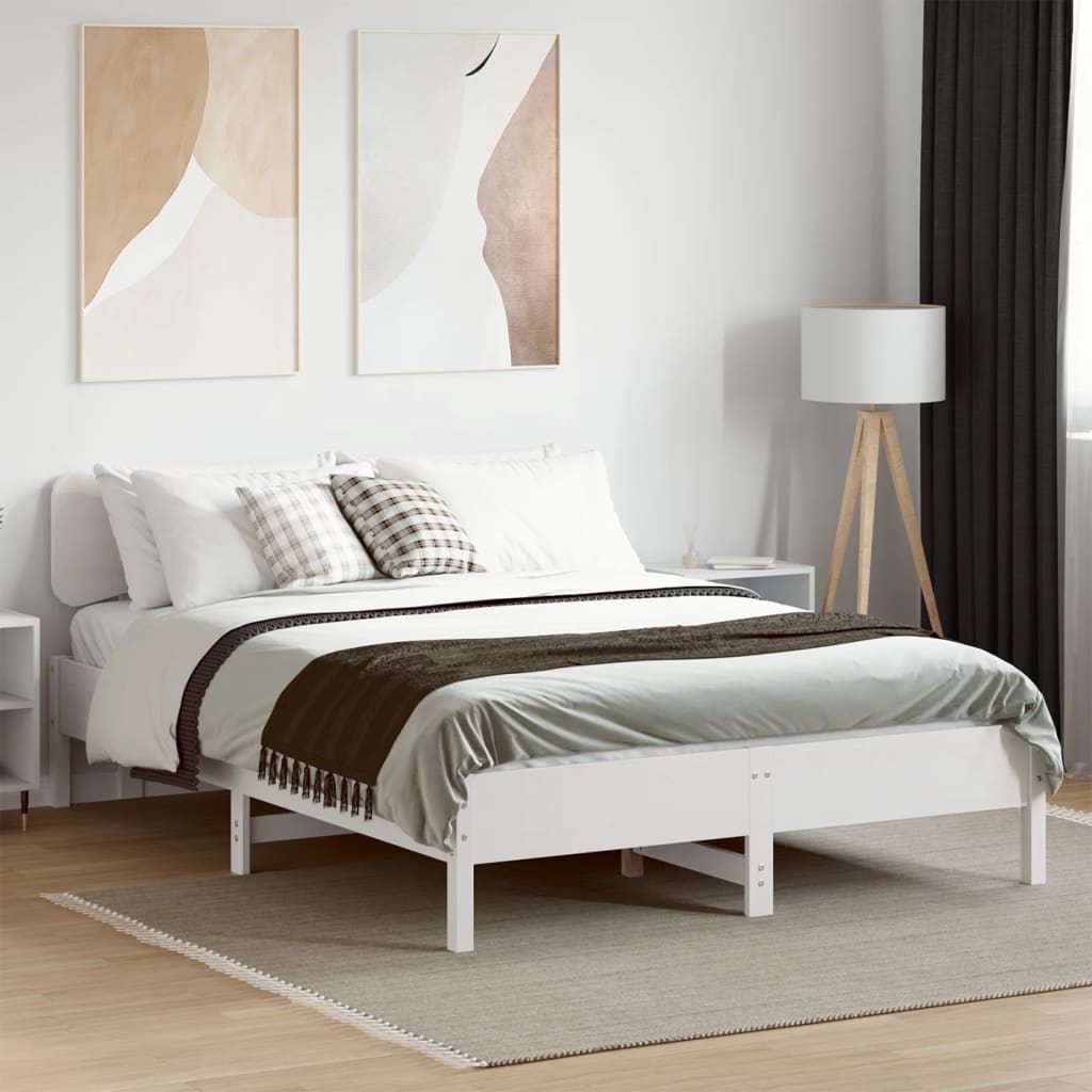 Cama sem colchão 120x190 cm madeira de pinho maciça branco