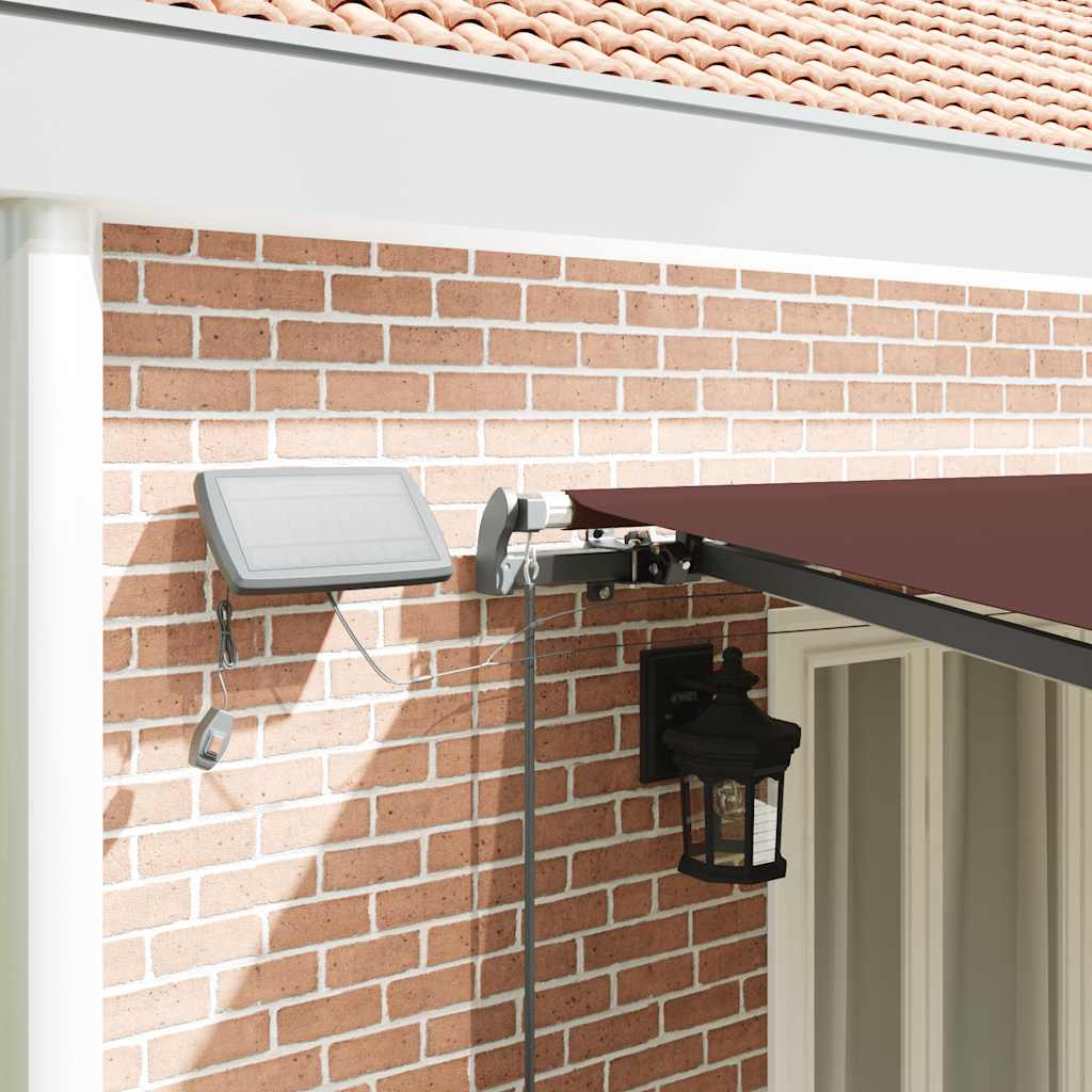 Toldo retrátil manual com luzes LED 600x300 cm castanho