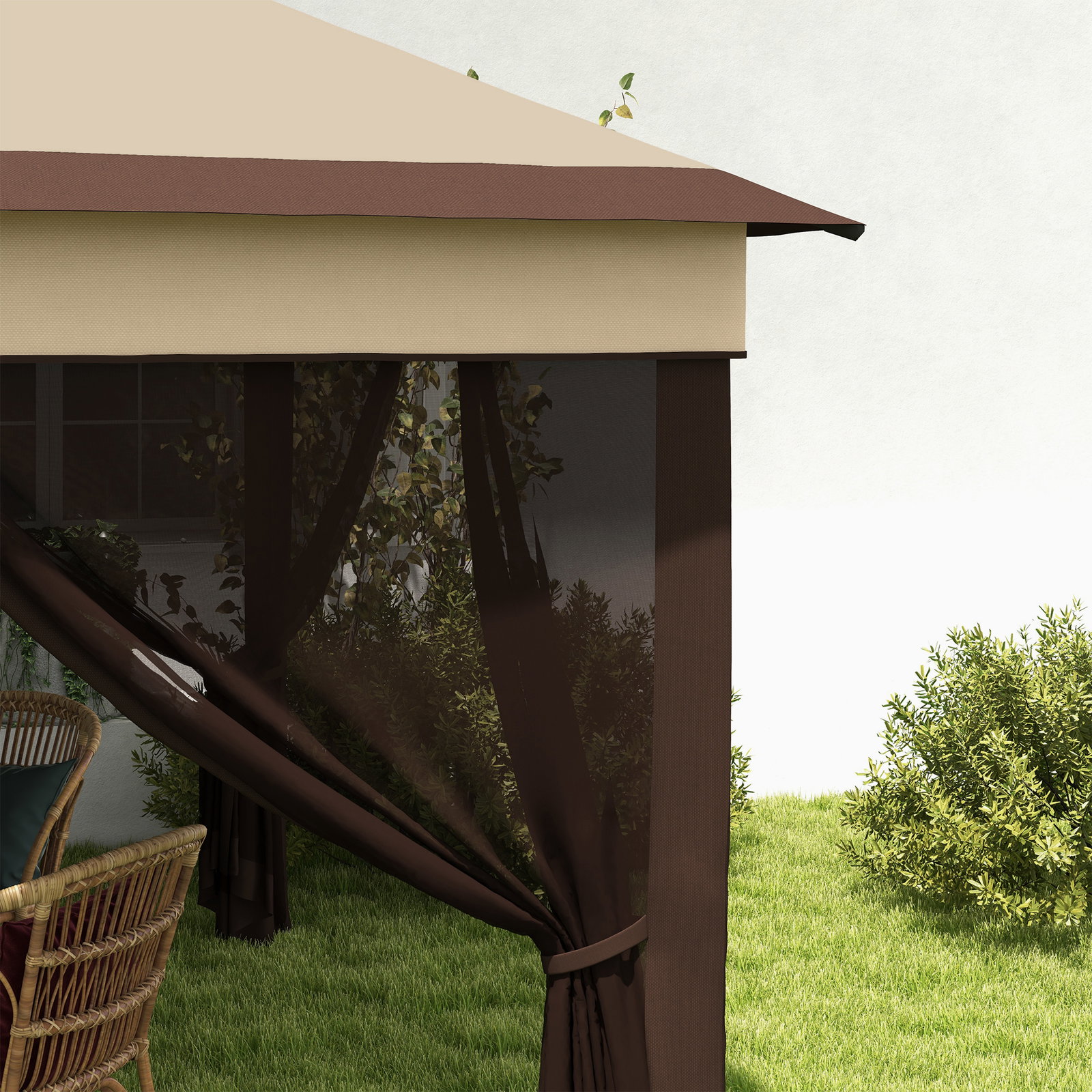 Tenda dobrável 3,26x3,26x2,72 m com altura ajustável 4 painéis de malha proteção uv30+ e bolsa de transporte cinza