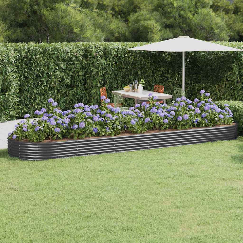 Canteiro elevado jardim 523x140x36 aço galvanizado antracite
