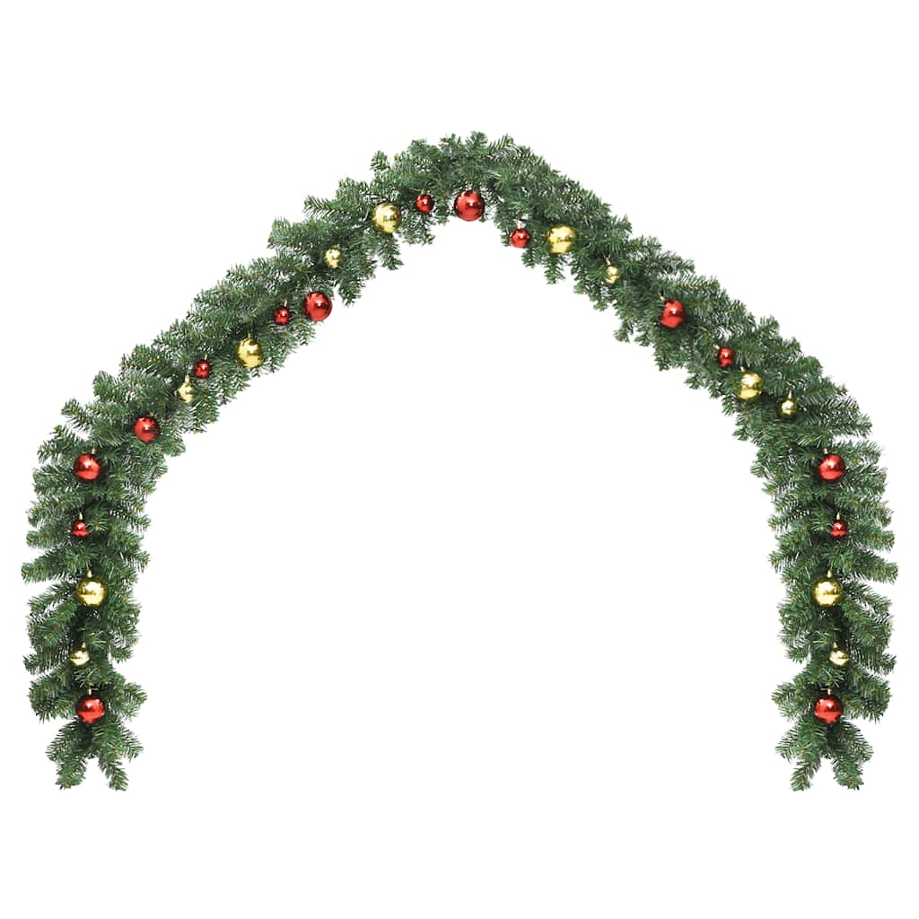 Grinalda de natal decorada com enfeites e luzes LED 5 m
