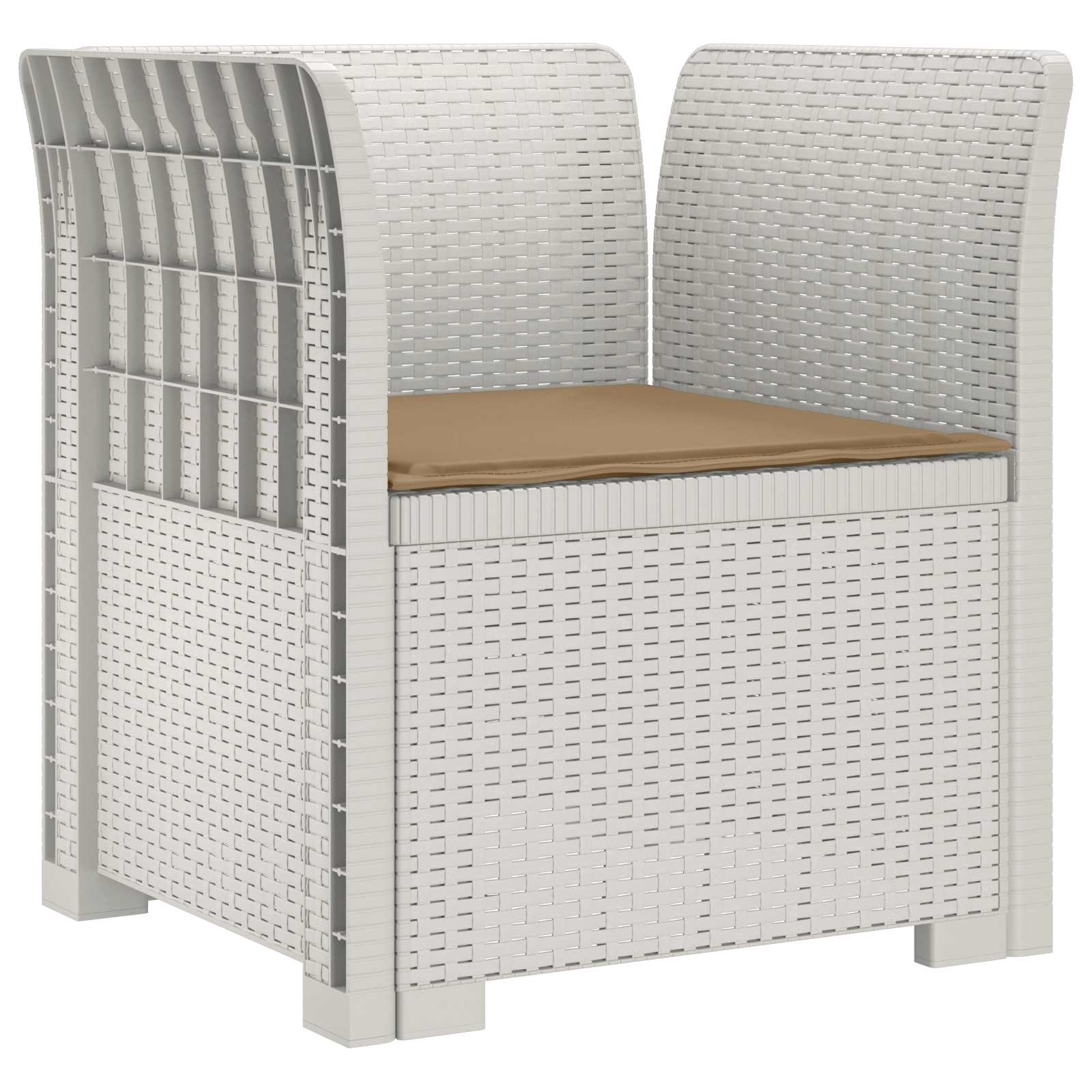 Poltrona 1 lugar com almofada look rattan PP branco