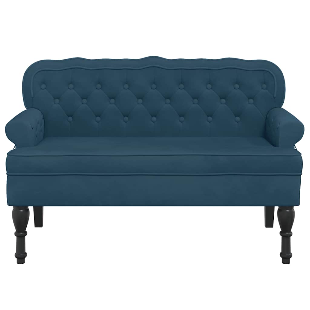 Banco com encosto 119,5x64,5x75 cm veludo azul