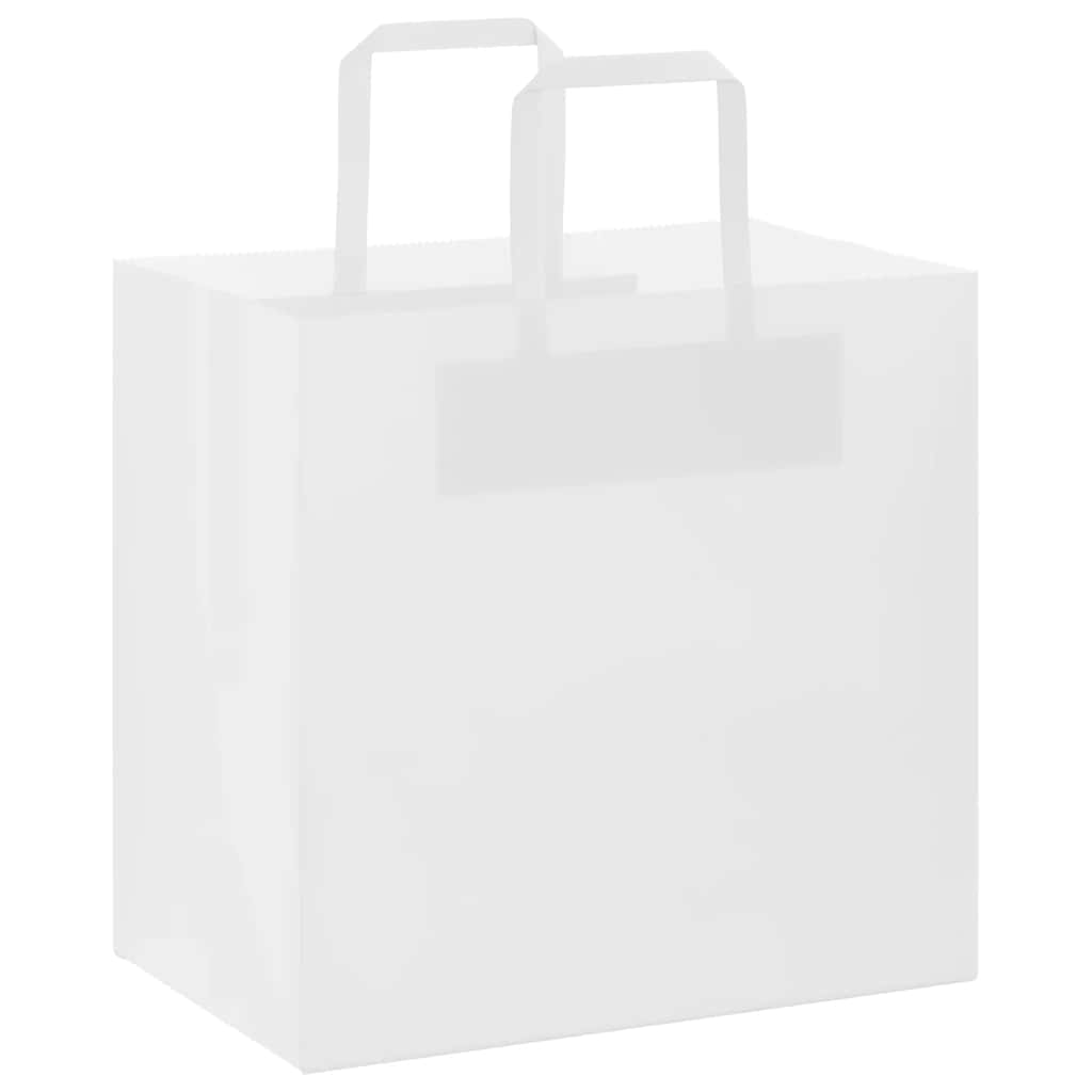 Sacos de papel 50 unid com alças branco 26x17x25 cm