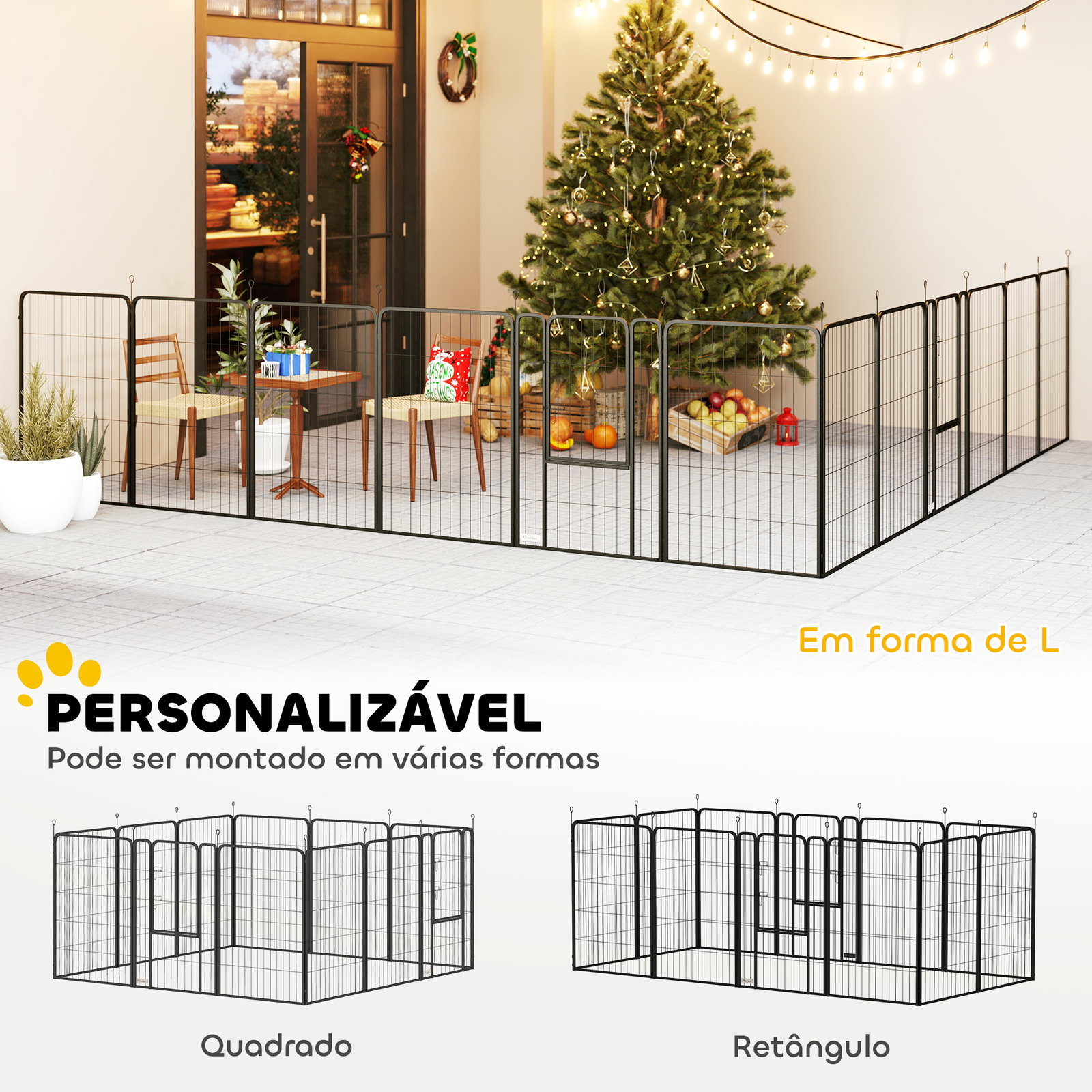Parque para cães de 12 painéis 68x100 cm parque dobrável para cães médios com portas fecho e estacas preto