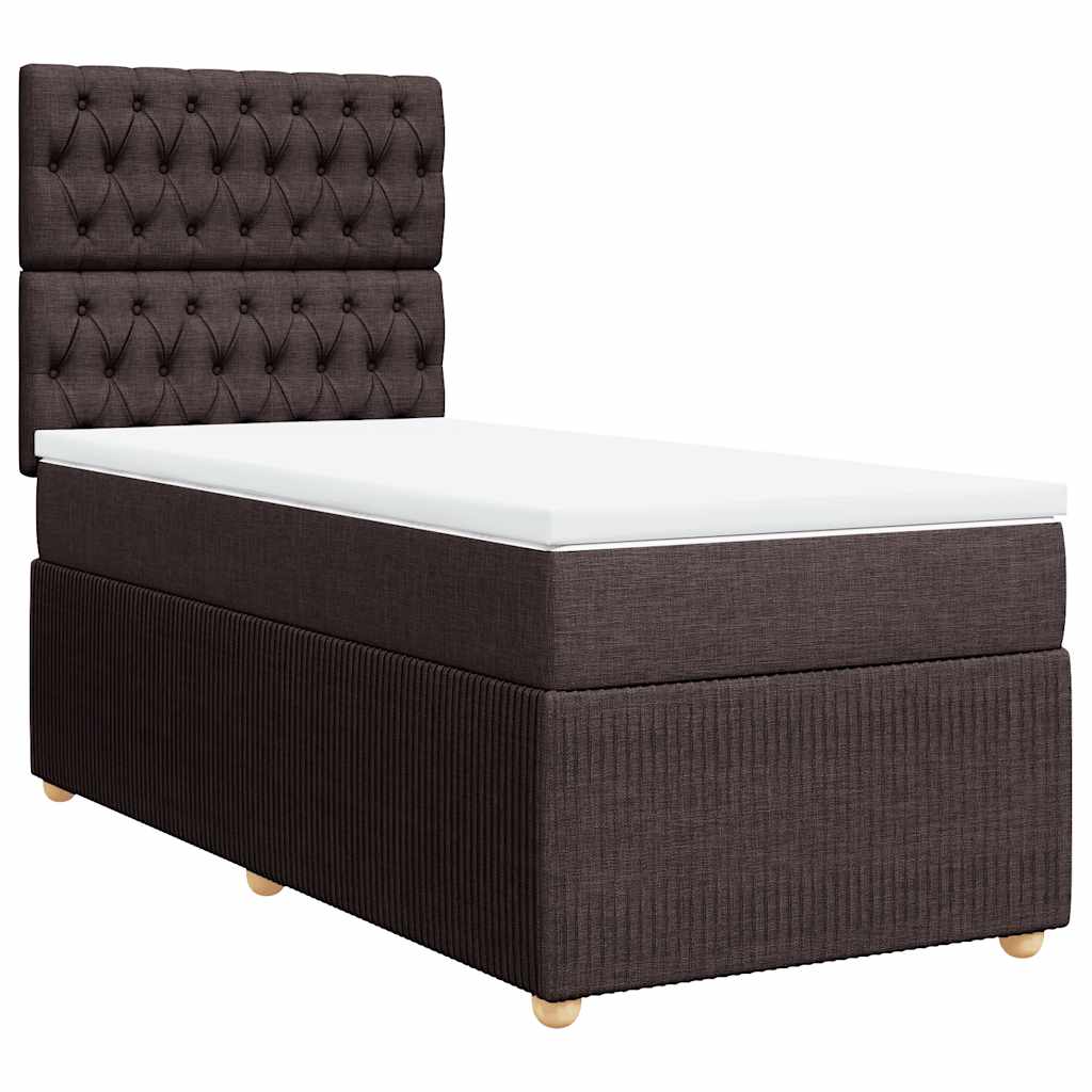 Cama com molas/colchão 90x190 cm tecido castanho-escuro