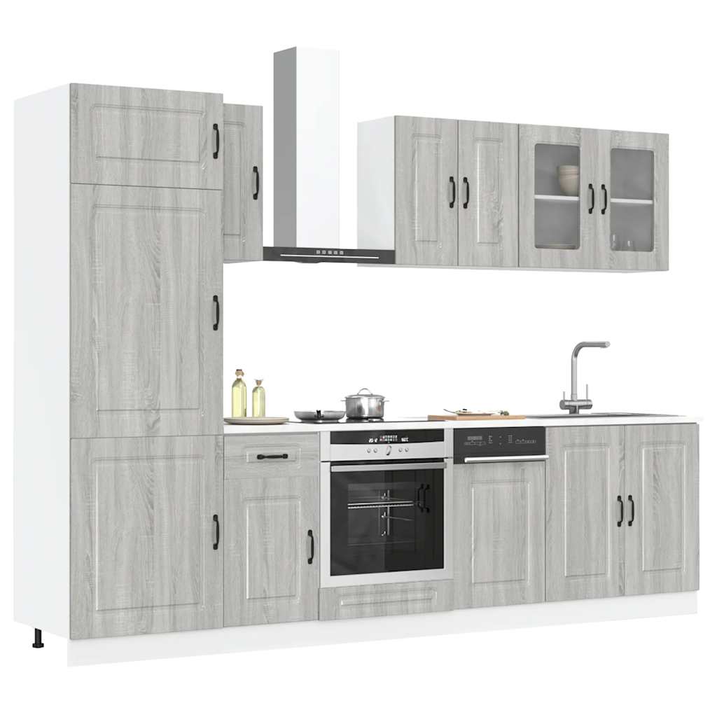 8 Peças armário de cozinha conjunto kalmar cinza sonoma
