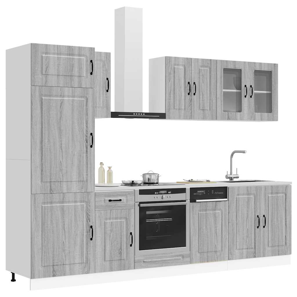 8 Peças armário de cozinha conjunto kalmar cinza sonoma