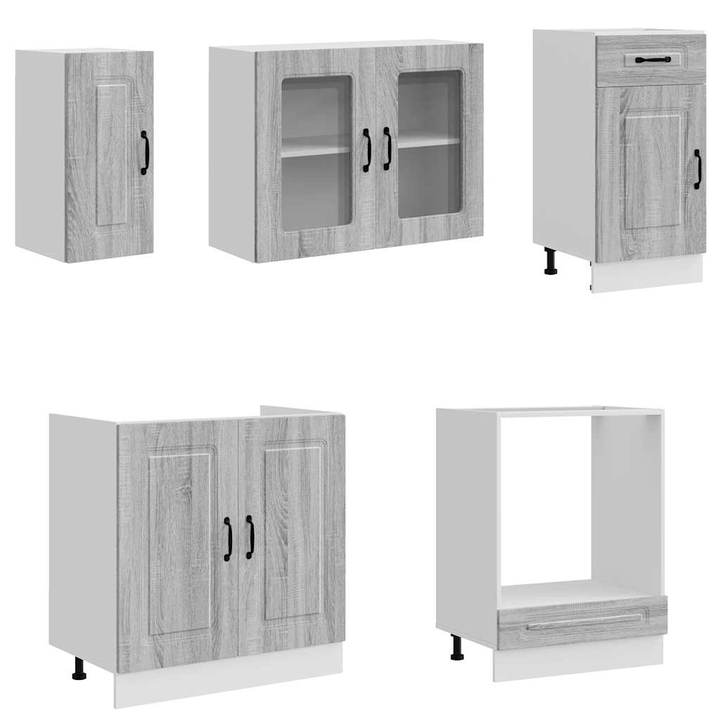 8 Peças armário de cozinha conjunto kalmar cinza sonoma
