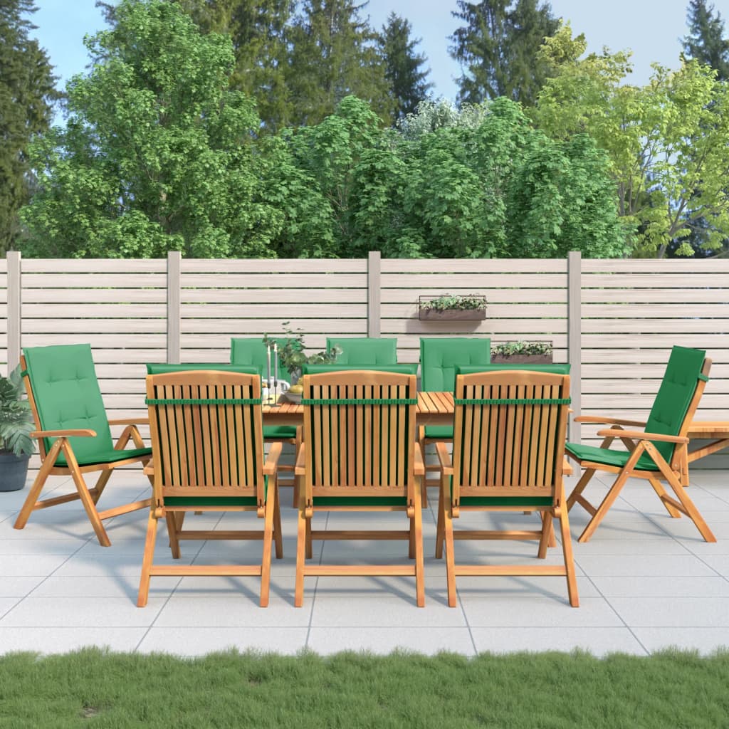 Cadeiras de jardim reclináveis c/ almofadões 8 pcs teca maciça