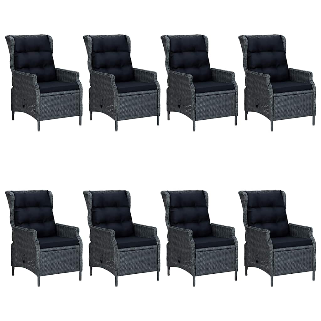 9 Pcs conjunto de jantar para jardim cinzento-escuro