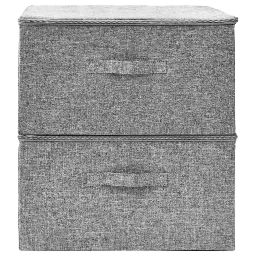 Caixas de arrumação 2 pcs 43x34x23 cm tecido cinzento