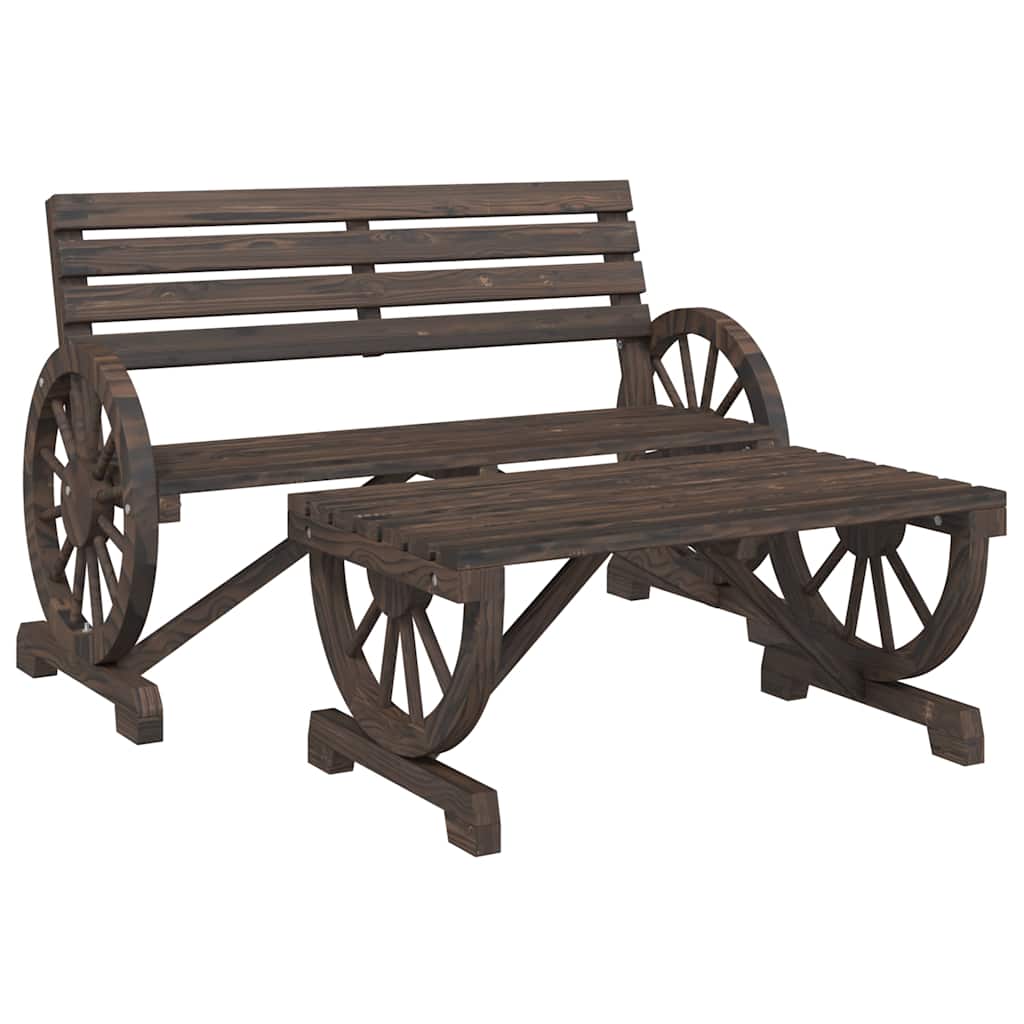 4 Pcs conjunto lounge de jardim madeira de abeto maciça