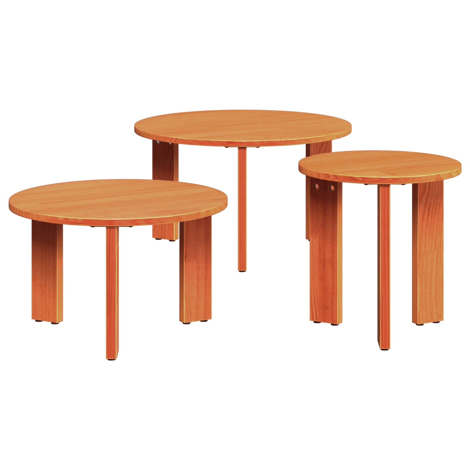 Mesa de centro 3 unid. marrom cera 47,5 x 47,5 x 27 cm