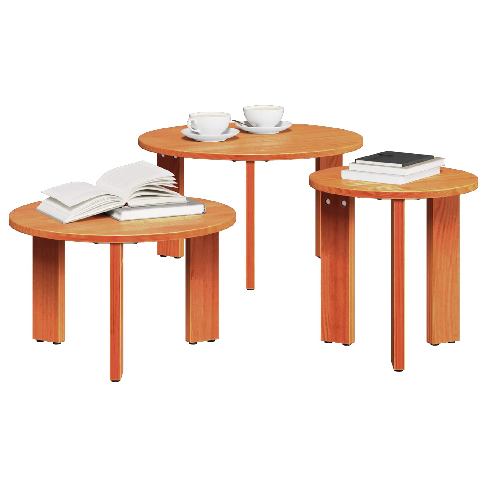 Mesa de centro 3 unid. marrom cera 47,5 x 47,5 x 27 cm