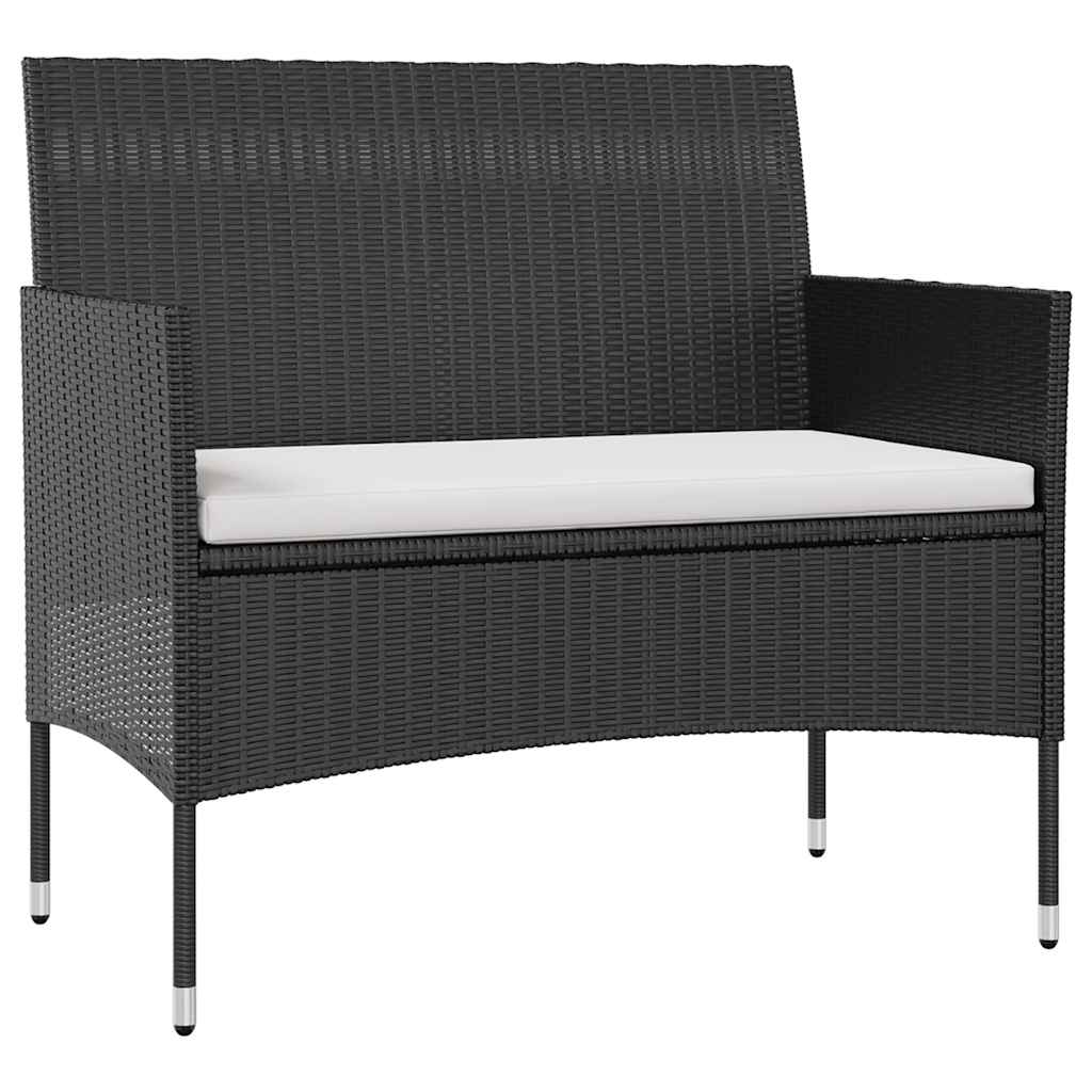 8 Pcs conjunto lounge de jardim c/ almofadões vime PE preto