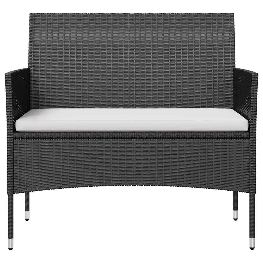 8 Pcs conjunto lounge de jardim c/ almofadões vime PE preto