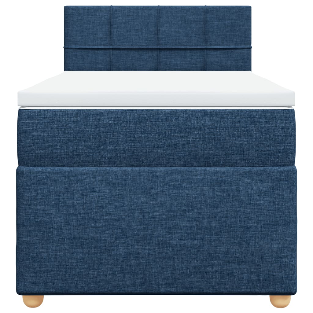 Cama com molas/colchão 90x200 cm tecido azul