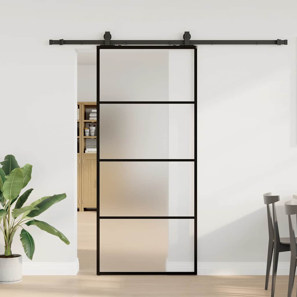 Porta deslizante c/ conj. ferragens 90x205cm vidro esg preto