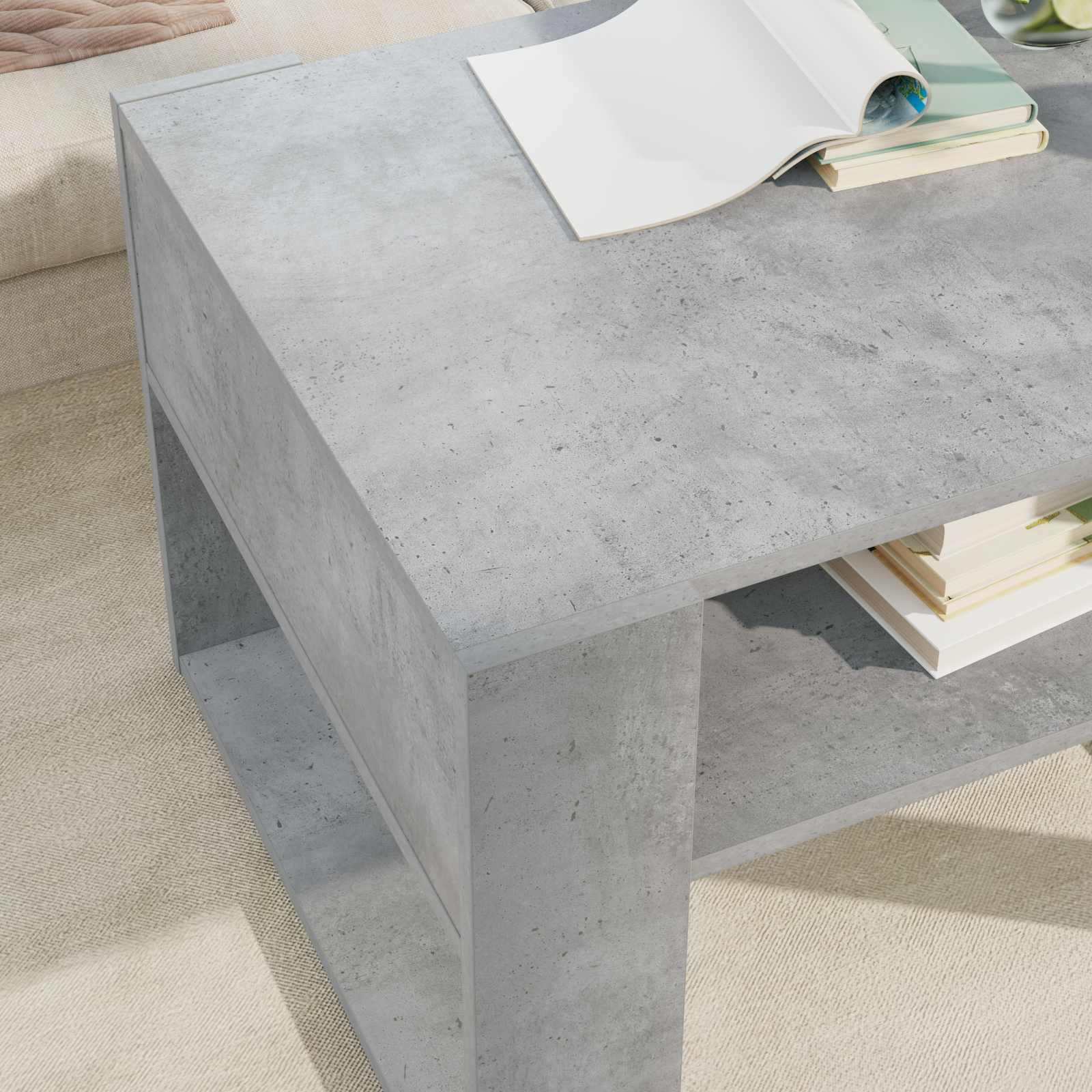 Mesa de centro cinzento 66 x 53 x 45 cm derivados de madeira