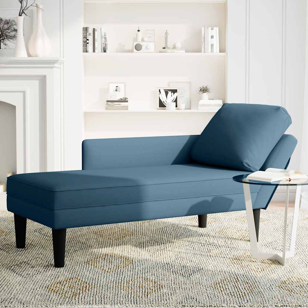 Chaise lounge c/ almofada/apoio de braços direito veludo azul
