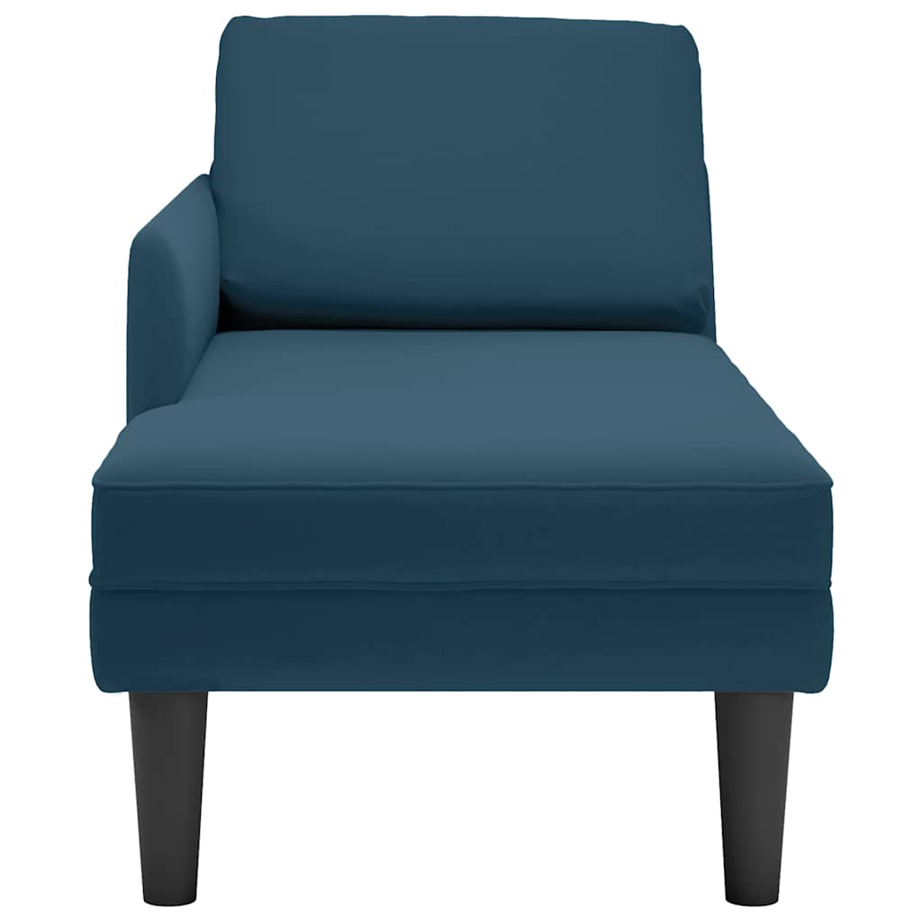 Chaise lounge c/ almofada/apoio de braços direito veludo azul