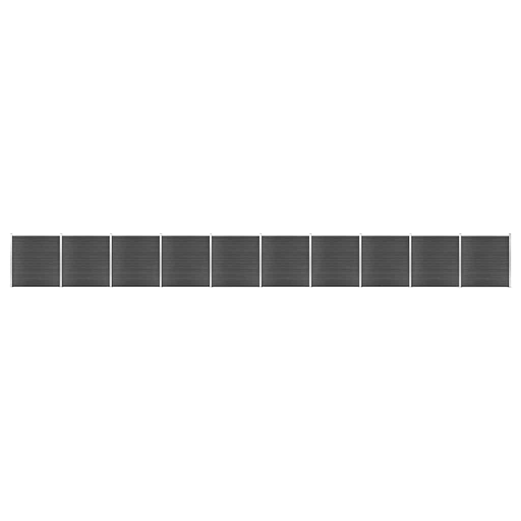 Conjunto de painel de vedação wpc 1737x186 cm preto