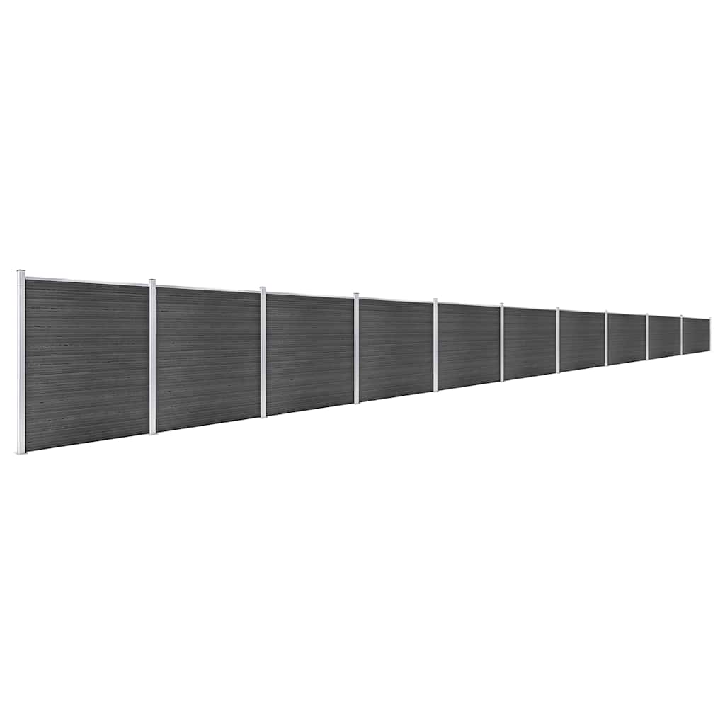 Conjunto de painel de vedação wpc 1737x186 cm preto