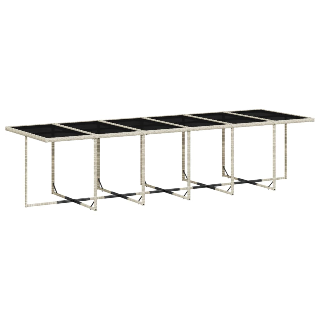17 Pcs conj. jantar jardim c/ almofadões vime PE cinzento-claro