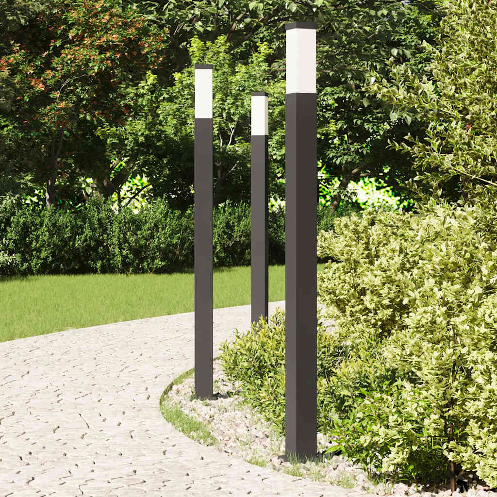 Luminárias de poste, 3 unidades, 110 cm, pretas, IP44