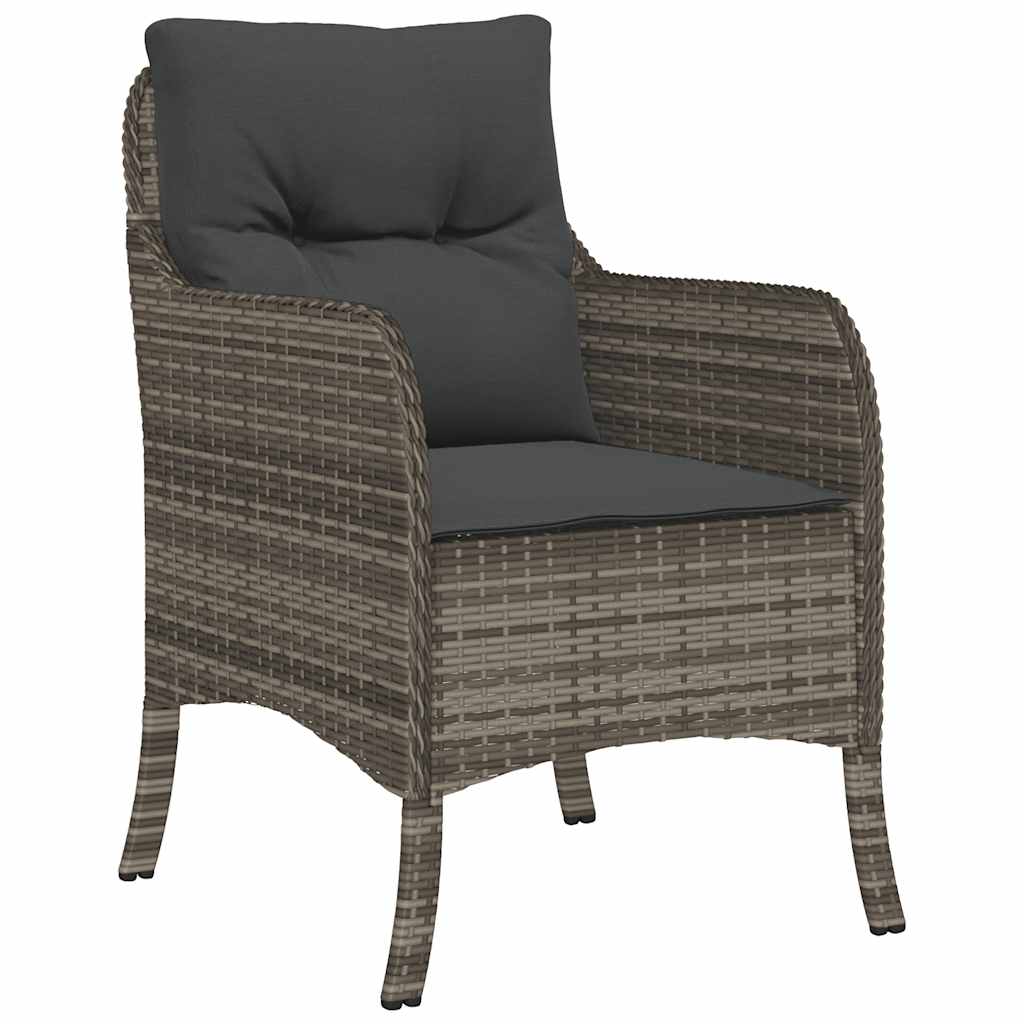 7 Pcs conjunto de jantar p/ jardim c/ almofadões vime PE cinza
