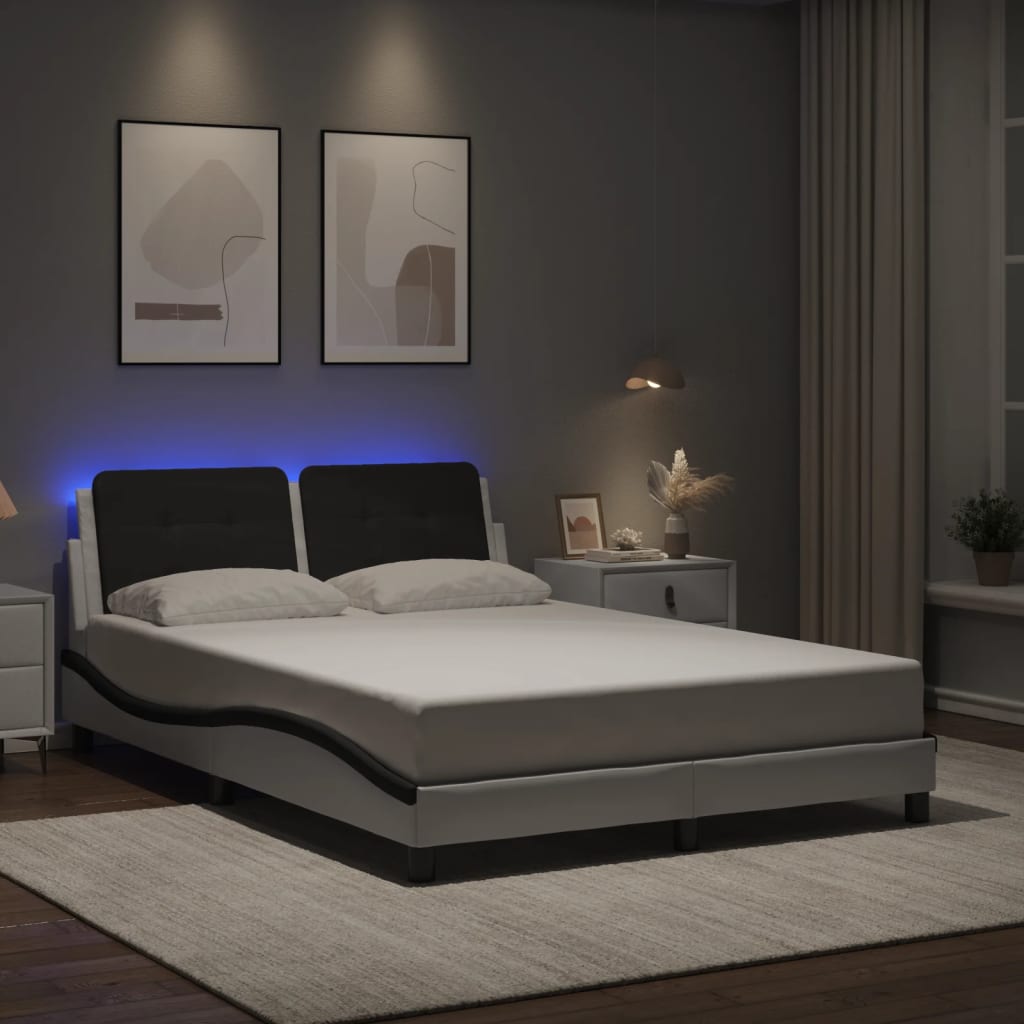 Estrutura de cama com LED sem colchão zadar 120x200cm branco/preto