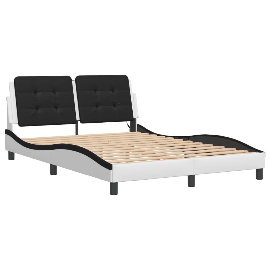 Estrutura de cama com LED sem colchão zadar 120x200cm branco/preto