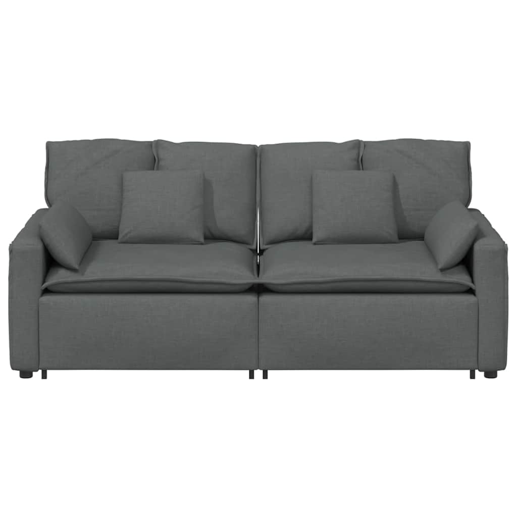 Sofá modular com almofadas cinzento-escuro