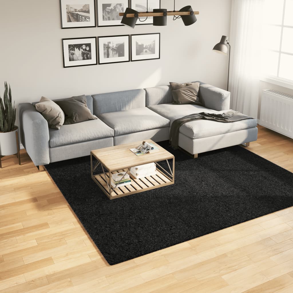 Tapete de pelo curto oviedo 240x240 cm preto