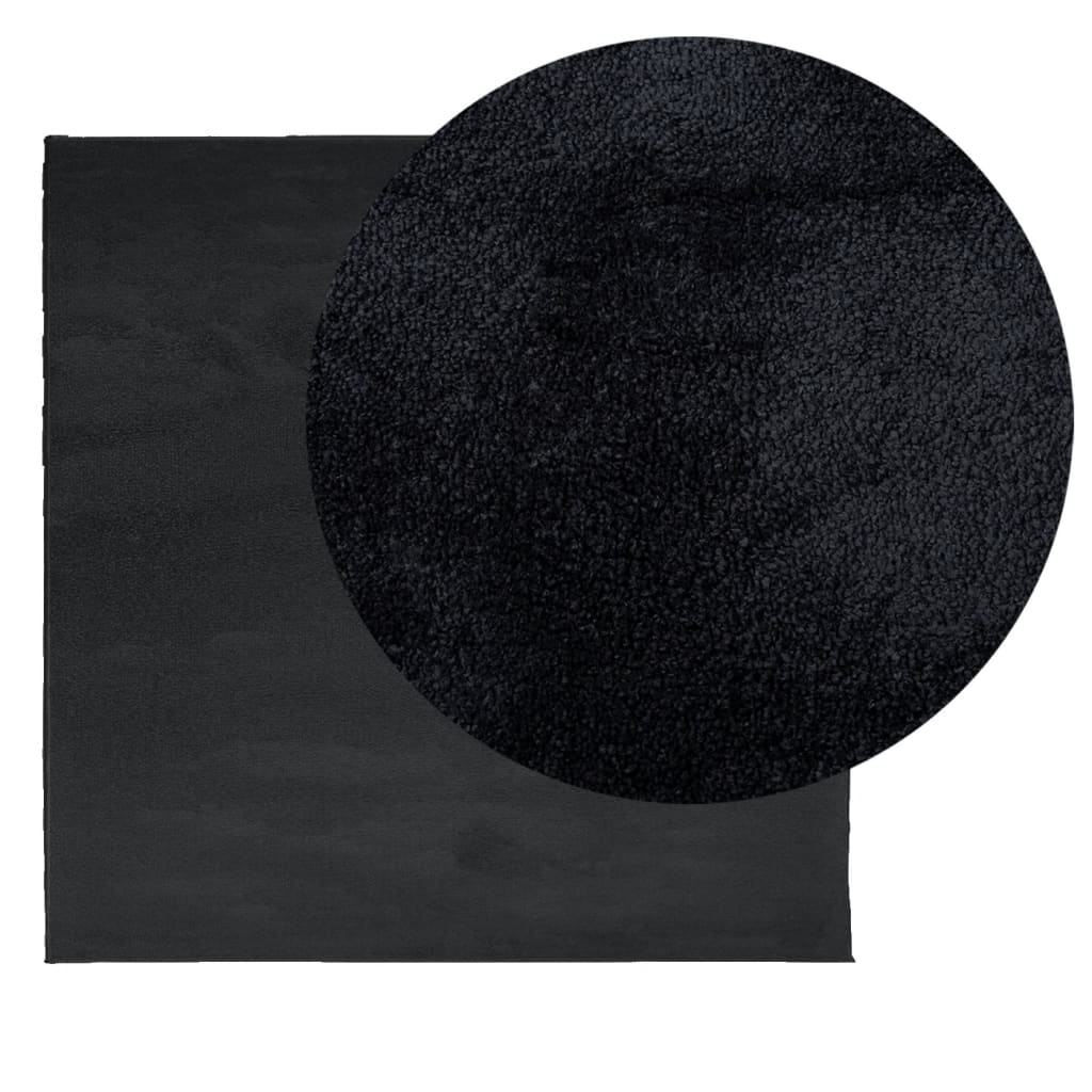 Tapete de pelo curto oviedo 240x240 cm preto